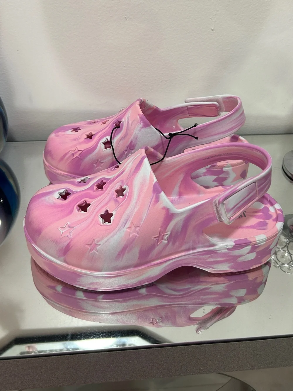 Justice Star Clog Pink Purple Marble Girls Size 3 NWT Platform Shoes
